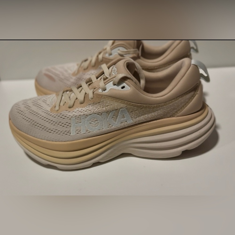 Hoka Women's Athletic Shoes in Beige and Cream